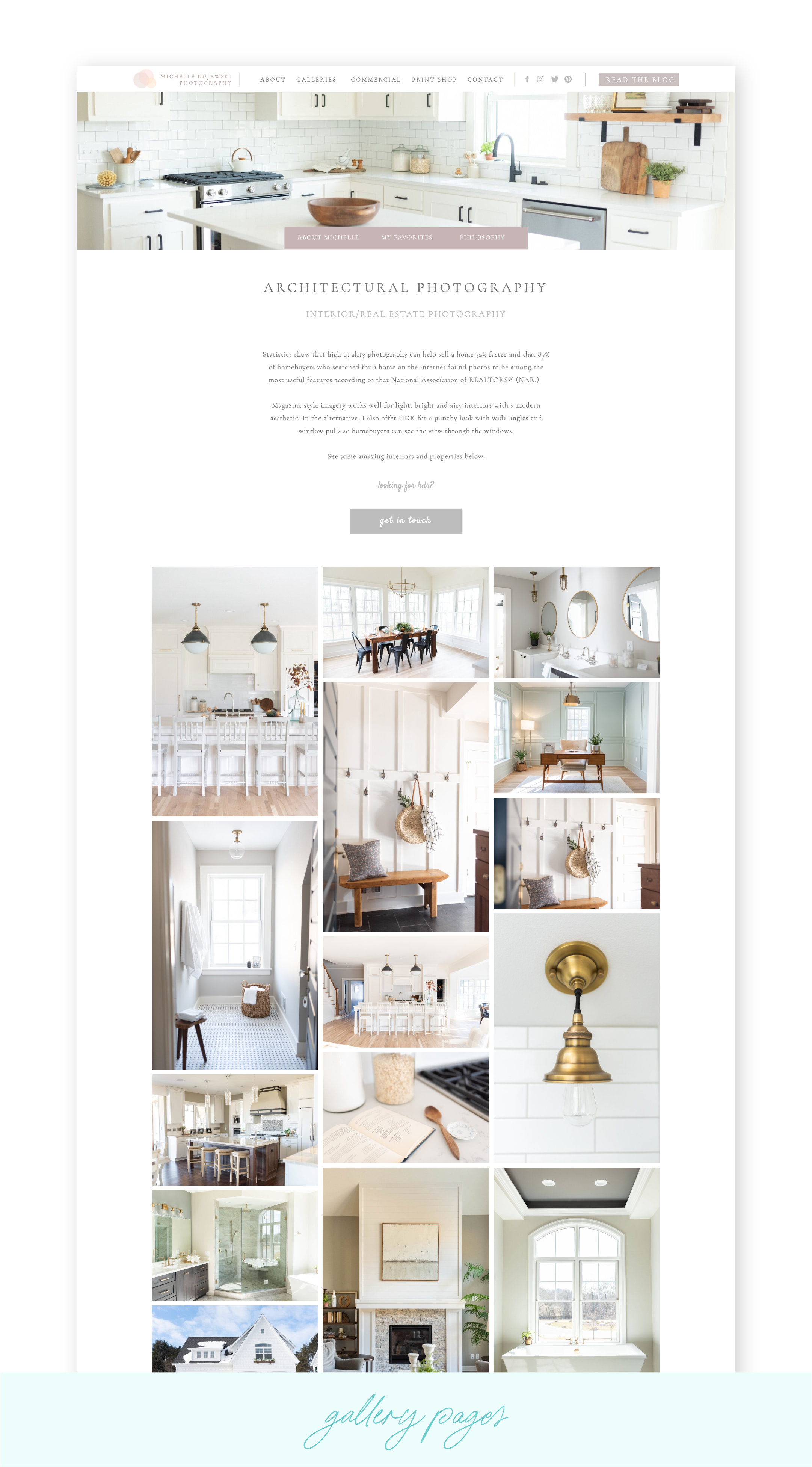 Brand photographer gallery page Showit design by Penguin Designing