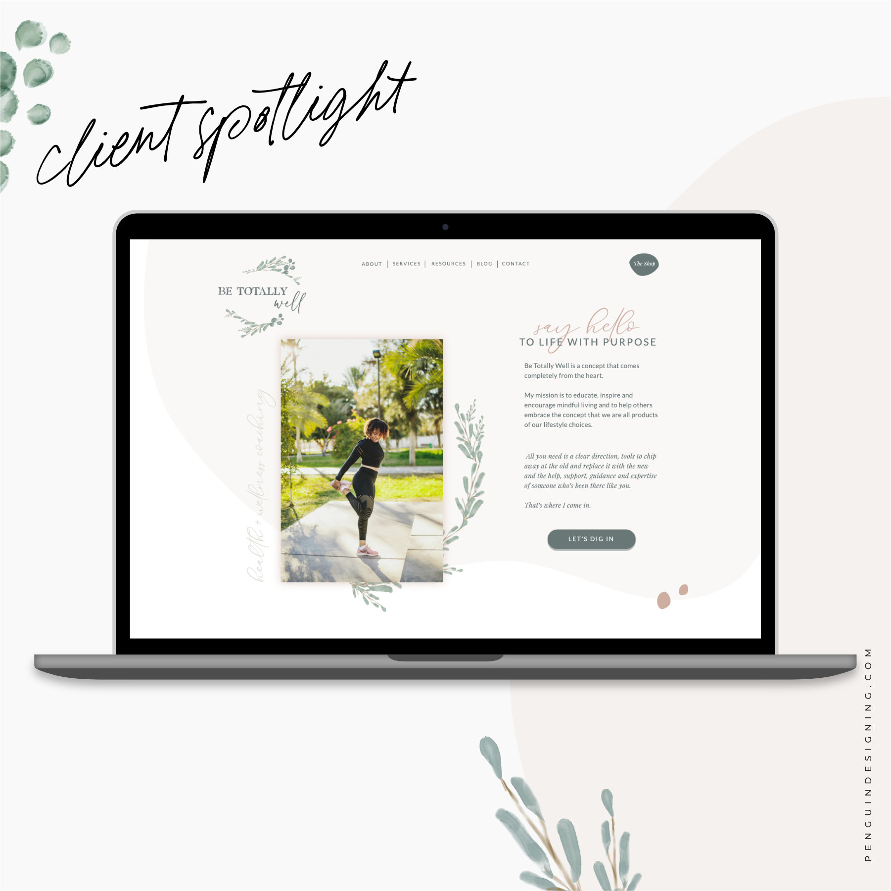 Showit website design by Penguin Designing for Be Totally well