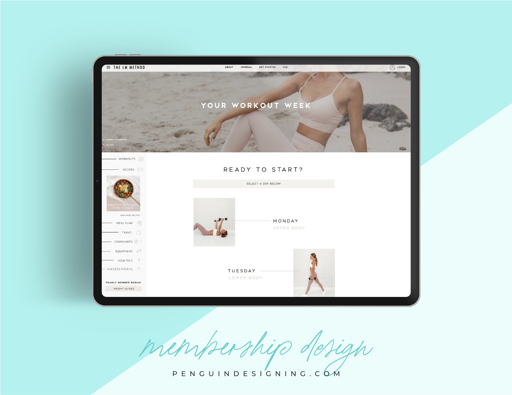 iPad view of new wellness membership site