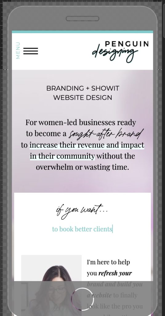 Showit completely custom mobile design