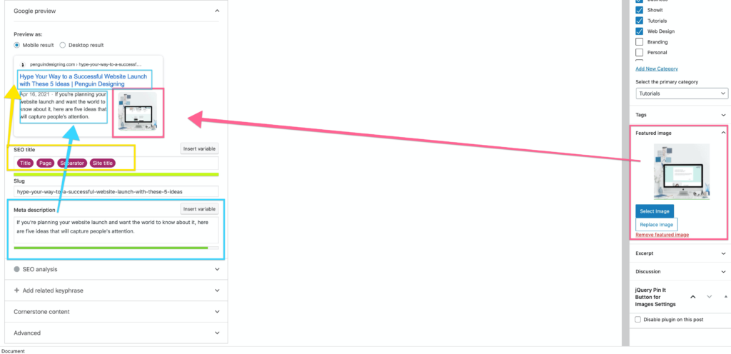 Yoast optimization panel in WordPress