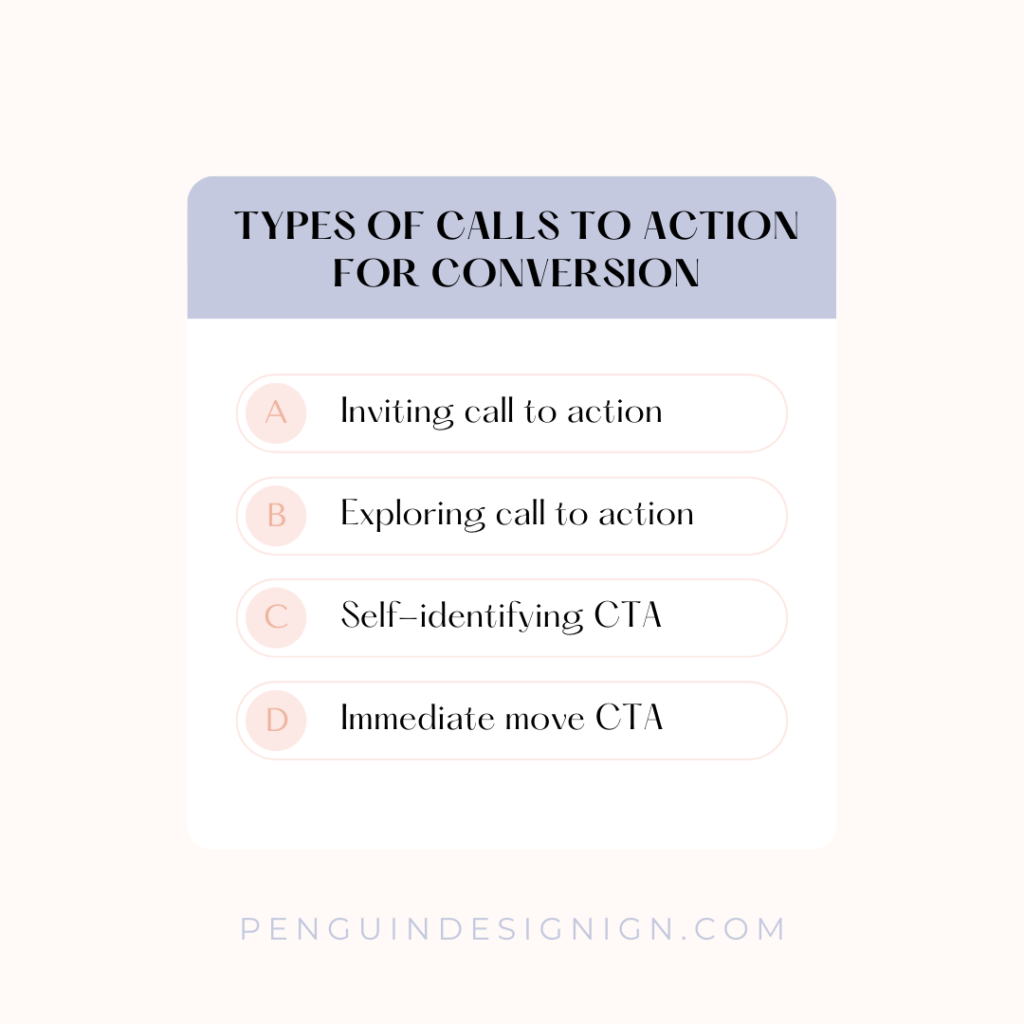 Types of calls to action for conversion graphic
