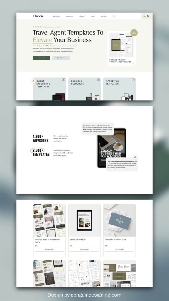 Website homepage for travel agent templates, displaying template categories, service statistics, product previews, and a clean, modern layout with green and white accents—designed for conversion optimization to boost website conversions.