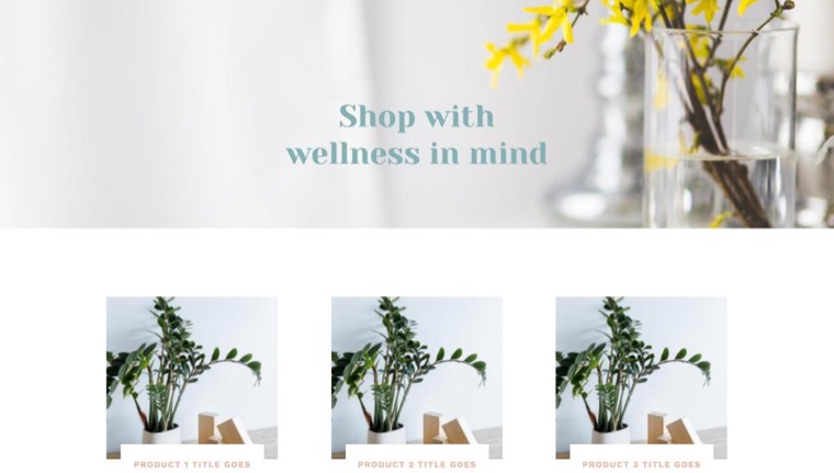 Light shop page demo, a bright hero over a grid of products