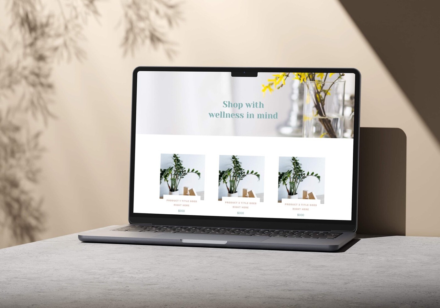 The light shop template shown on a laptop screen