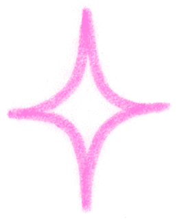 A hand-drawn, four-pointed pink sparkle.