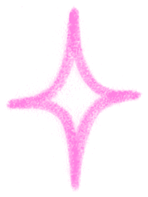 A four-pointed pink star shape drawn with a textured, chalk-like effect.