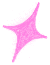 A four-pointed star hand-drawn in pink.