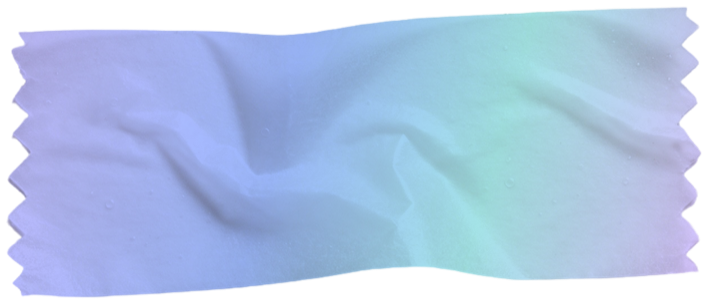 A strip of tape with jagged edges and a purple-to-green gradient.